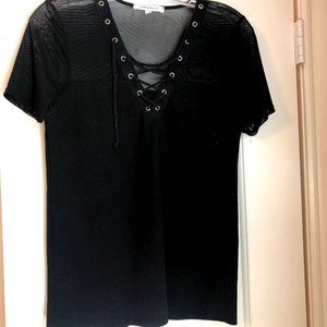 Black Shirts with Lace and Sheer Detailing